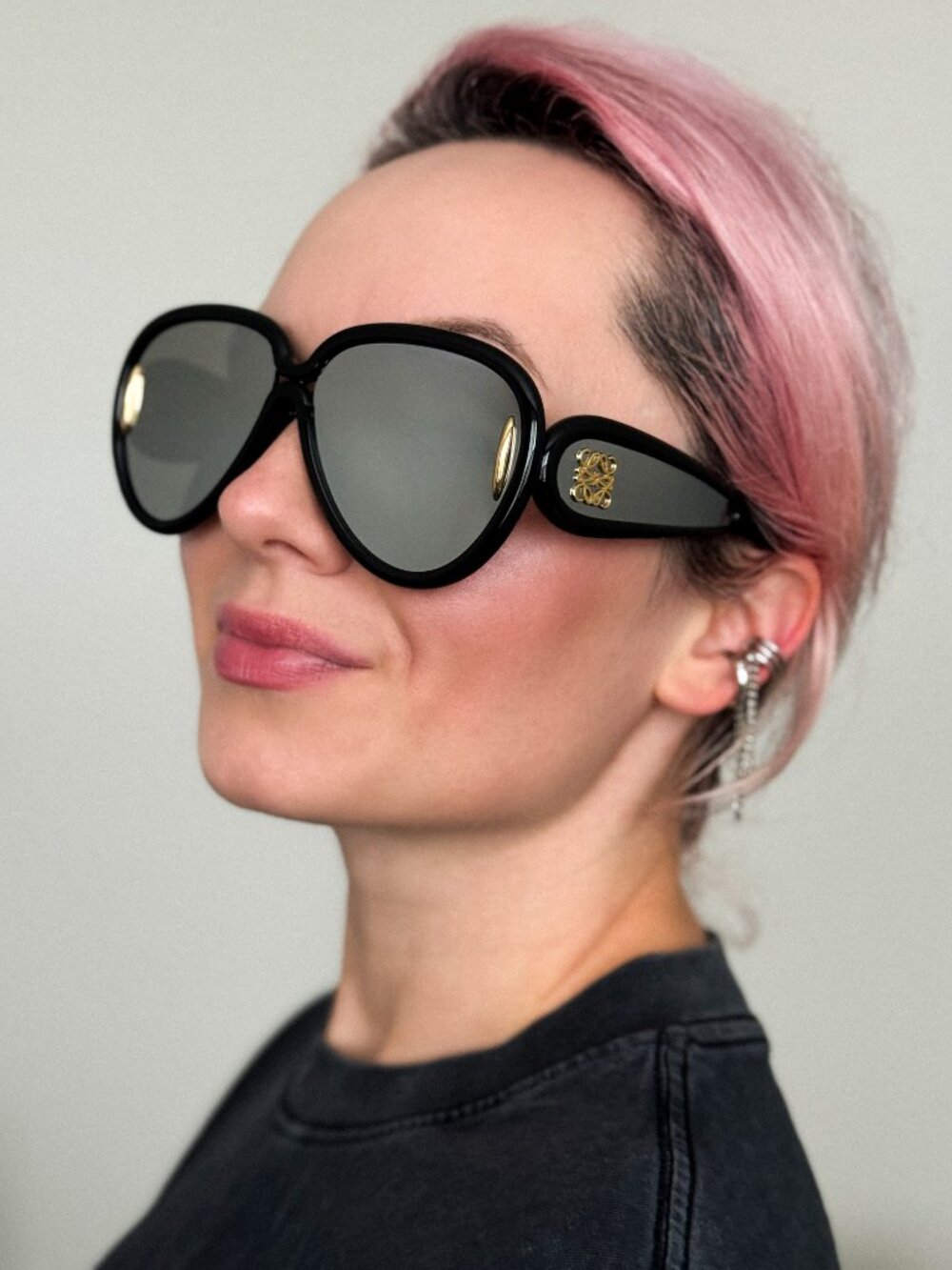 Loewe X PAULA'S IBIZA Men Sunglasses Black Silver Mirror Wave Pilot LW40132I 01C